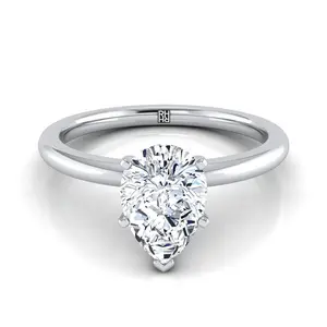 The Floria Solitaire Engagement Ring Setting for Pear Diamonds in Platinum