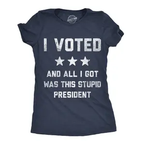 Womens Funny T Shirts I Voted and All I Got Was This Stupid President Politcal Tee Funny Womens T Shirts Cute Vintage Fashion Casual Ladies T-Shirt Gift Sarcastic Tops for Women Funny Political Top Women's Navy -