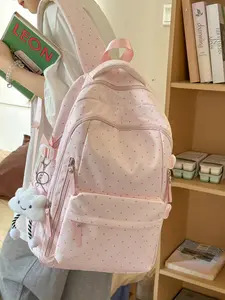 2026 New Polka Dot Cute Fashion Multi-Layer Backpack, Large Capacity Student Bag with Pockets, Casual Style, All Seasons