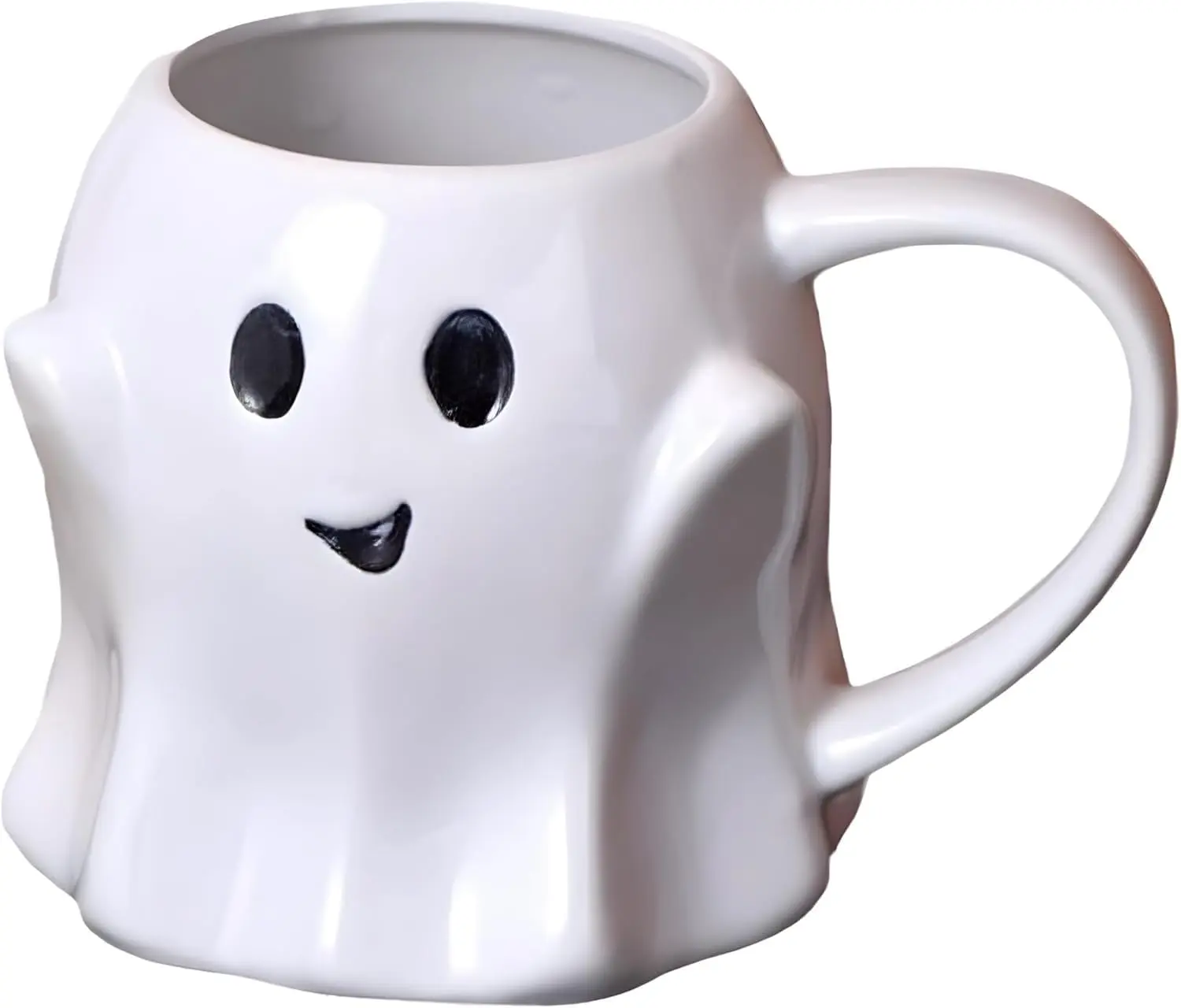 Halloween Mug Novelty Ghost Mug  Cute Ceramic Coffee Cup  for Halloween Decor and Christmas Birthday White Elephant Gifts for Coffee Milk  Lover (White)
