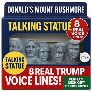 Donald's Mount Rushmore - Trump Talking Desk Paperweight - Interactive Desktop Statue with 8 Real Voice Lines