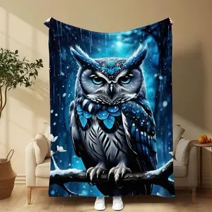 Owl Pattern Blanket, Soft Comfortable Throw Blanket, Comfy Bedding Blankets, Warm Napping Blanket For Home Office Travel Camping