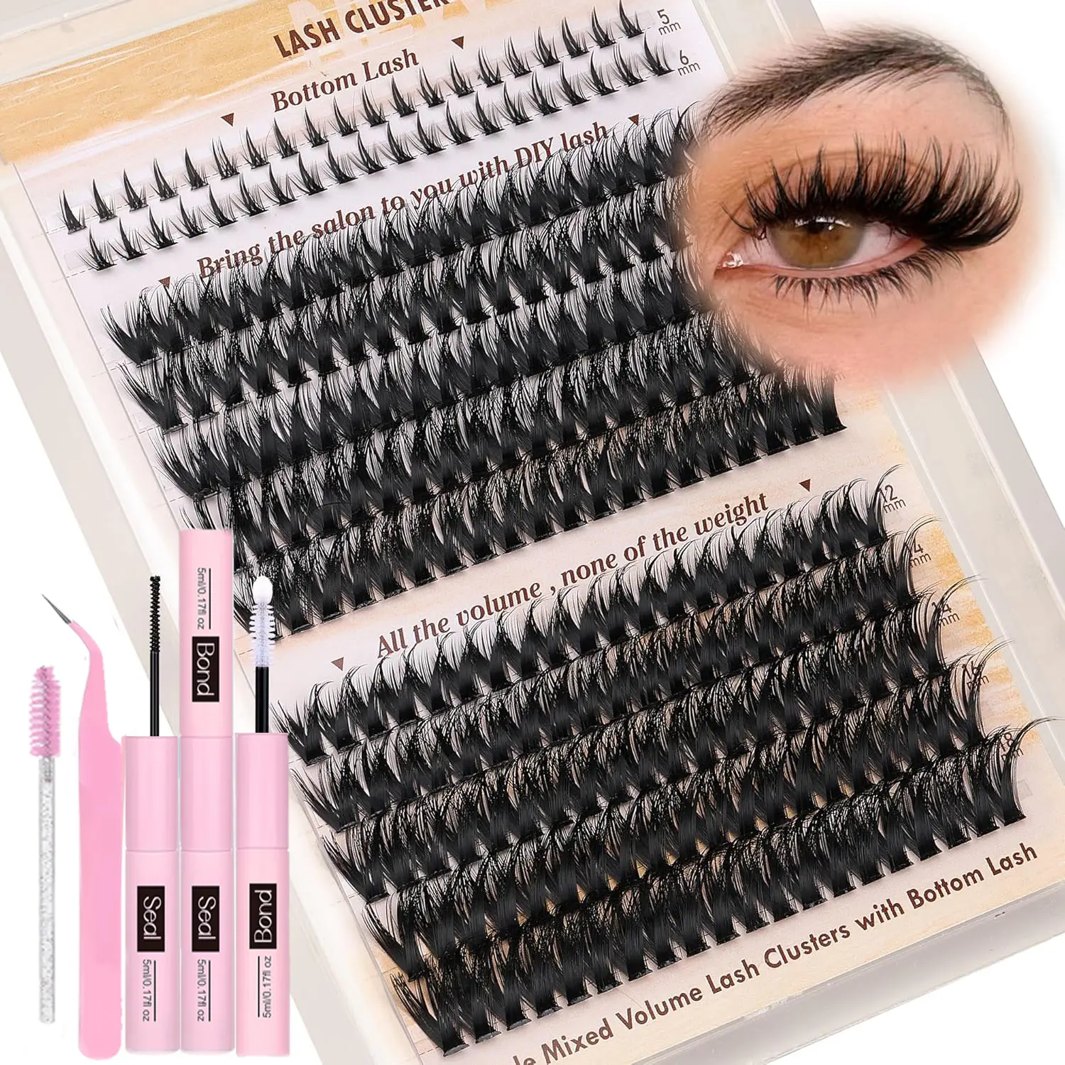 Mixed Length Eyelash Clusters, 360pcs Individual False Eyelashes, Volume Individual Lashes with Eyelash Glue & Tweezers, Eye Makeup Accessories for Women, Cosmetic, DIY False Eyelashes