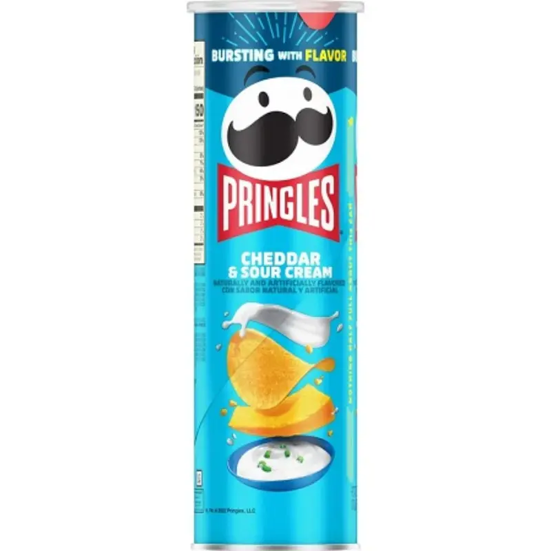 7x Pringles Cheddar & Sour Cream Stackables - Salty & Savory, Bitesized, Crispy Style Crisps & Puffed Snacks, Party Snacks, 5.57oz Tubs, Bulk Wholesale Multipack for Lunch Box, Movie Night, Bitesized Crisps & Puffed Snacks