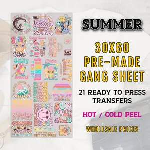 Summer Gang Sheet, DTF Transfers, DTF Transfer Ready For Press, Summer Premade Gang Sheet, Summer Transfers, Heat Transfer, Image Transfers