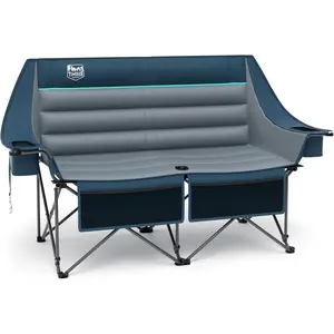 Double Camping Chair, Heavy Duty Outdoor Folding Camp Couch, Loveseat Camping Chairs Perfect for Campsites, Patio/Lawn, Soccer Games or Other Youth Sports