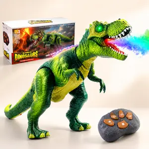 Remote Control T-Rex Dinosaur Toy for Kids, Walking RC Dino with Mist Spray, LED Lights, Roaring Sounds and Interactive Play for Boys Girls