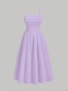 Women's Plain Spaghetti Strap Cami Dress, Elegant Classy Flattering Dress for Party Holiday Wedding Guest, Ladies Casual Clothes for All Seasons, Womenswear