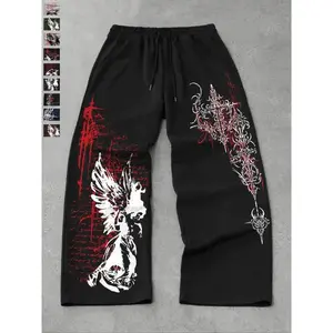 Wide-leg pants in a street punk Gothic style, suitable for dark fashion enthusiasts, everyday wear, music festivals, and themed parties GARMENTARY