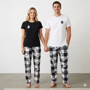 Cute Dragon Print Pajama Pants – Soft Cotton Plaid Lounge Bottoms for Men, Women & Family (Pants Only)