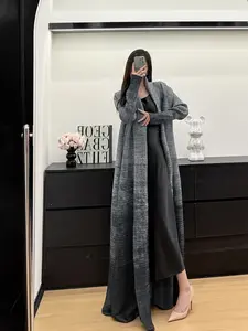 Women's Pleated Gradient Color Trench Coat, Lace-Up Design, Full-Sleeve Loose Fit, All-Season Woven Fabric, Stylish Outerwear, Womenswear