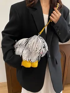 Women's Crossbody Bag, Everyday Crossbody Bag, Crossbody Purse, Unique Bags, Unique Dog Shape Shoulder Bag, Fashionable Cute Creative Animal Bag, New Personality Design, Sheepdog Fringe Puppy Crossbody Bag