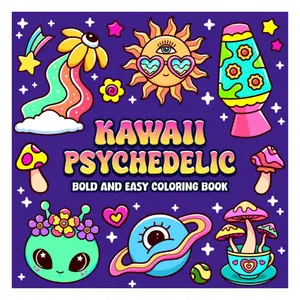 Kawaii Psychedelic Bold and Easy Coloring Book Simple Cute and Trippy Stoner Coloring for Adult Relaxation