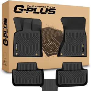 G-PLUS TPE Floor Mats Compatible with Macan 2014-2025 1st & 2nd Row Truck Accessories Cargo Liners All Weather Protection 3PCS Black Alfombras para Carro