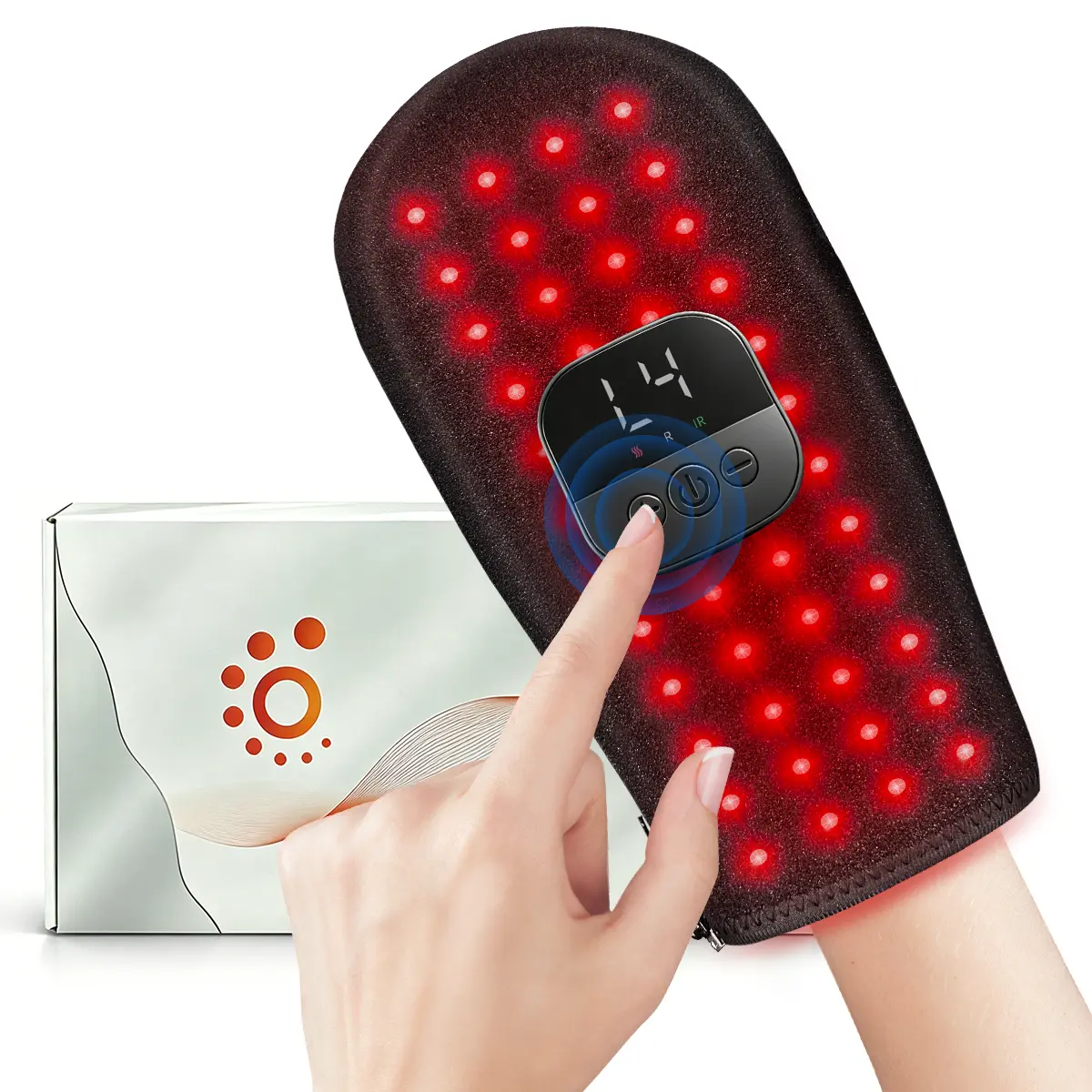AYYHG Suede Cordless Red Light Therapy Gloves - 96 Light Beads (660nm Red, 850nm Near-Infrared), Vibration, Heating, Double-Sided Design for Hands Pain Relief