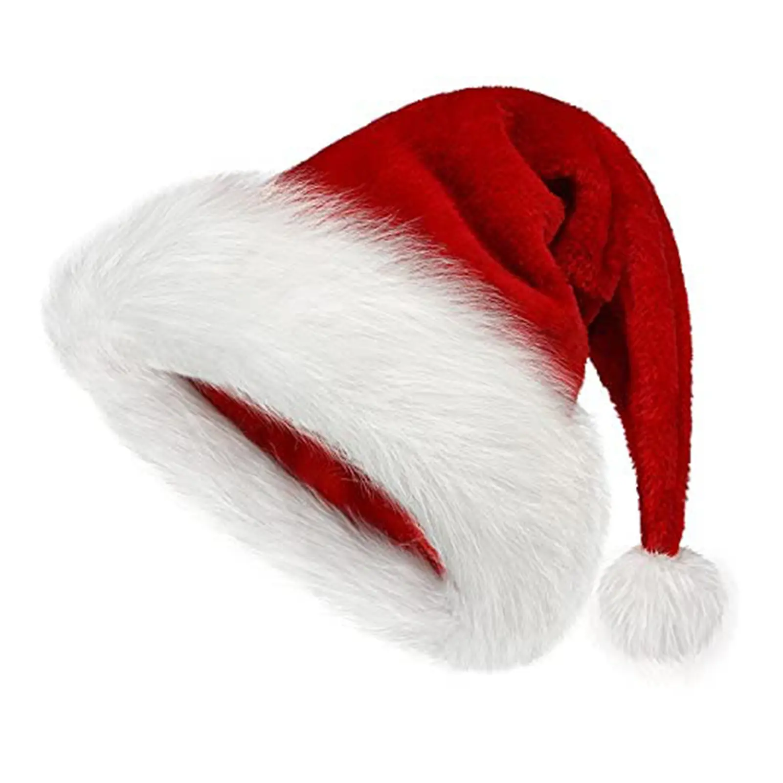 Christmas Hat, Santa Hat Holiday for Adults Unisex Velvet Comfort Extra Thicken Fur Xmas Hat for New Year Festive Party