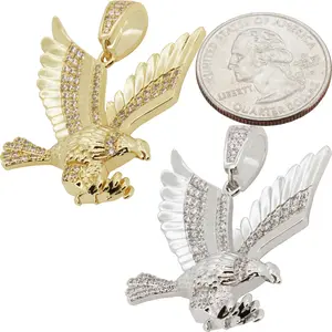 14k Yellow/White Gold Plated AAA Cubic Zirconia Eagle Pendant