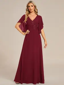 Ever-Pretty Chiffon Mother of the Bride Dress with Half Sleeves and Applique Decoration - Womenswear, Formal 02033