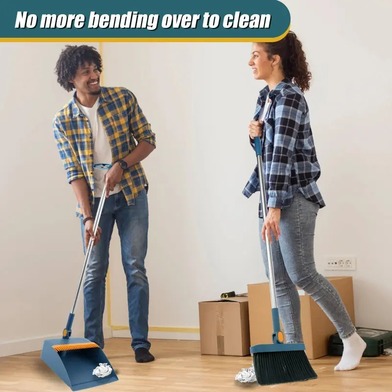 1 Set Collapsible Broom And Dustpan Set Ergonomic Cleaning Tools for Home Office And Dorm Use Sturdy Lightweight Design for Efficient Floor Cleaning Tile And More Mocha Blue Set Sold by Plastic Brush
