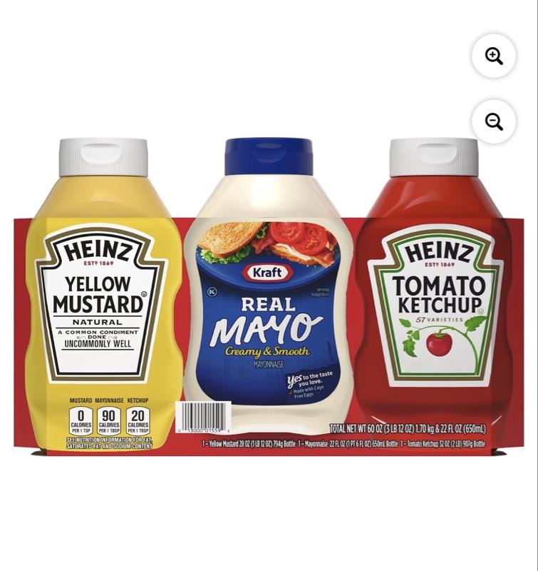 Classic Pack Condiments 3 pk - Yellow Mustard, Real Mayo, Tomato Ketchup for Everyday Cooking