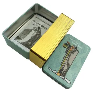Metal Box Gilded Borderless Edition Rider Tarot Cards Deck With Paper Guidebook