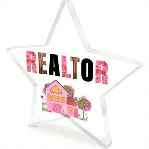 12cm*12cm, Realtor Gifts for Women Men, Real Estate Agent Birthday Christmas Day Gifts Retirement Going Away Leaving Farewell Boho Gifts, Acrylic Keepsake Desk Decor, Rustic Realtor Gifts