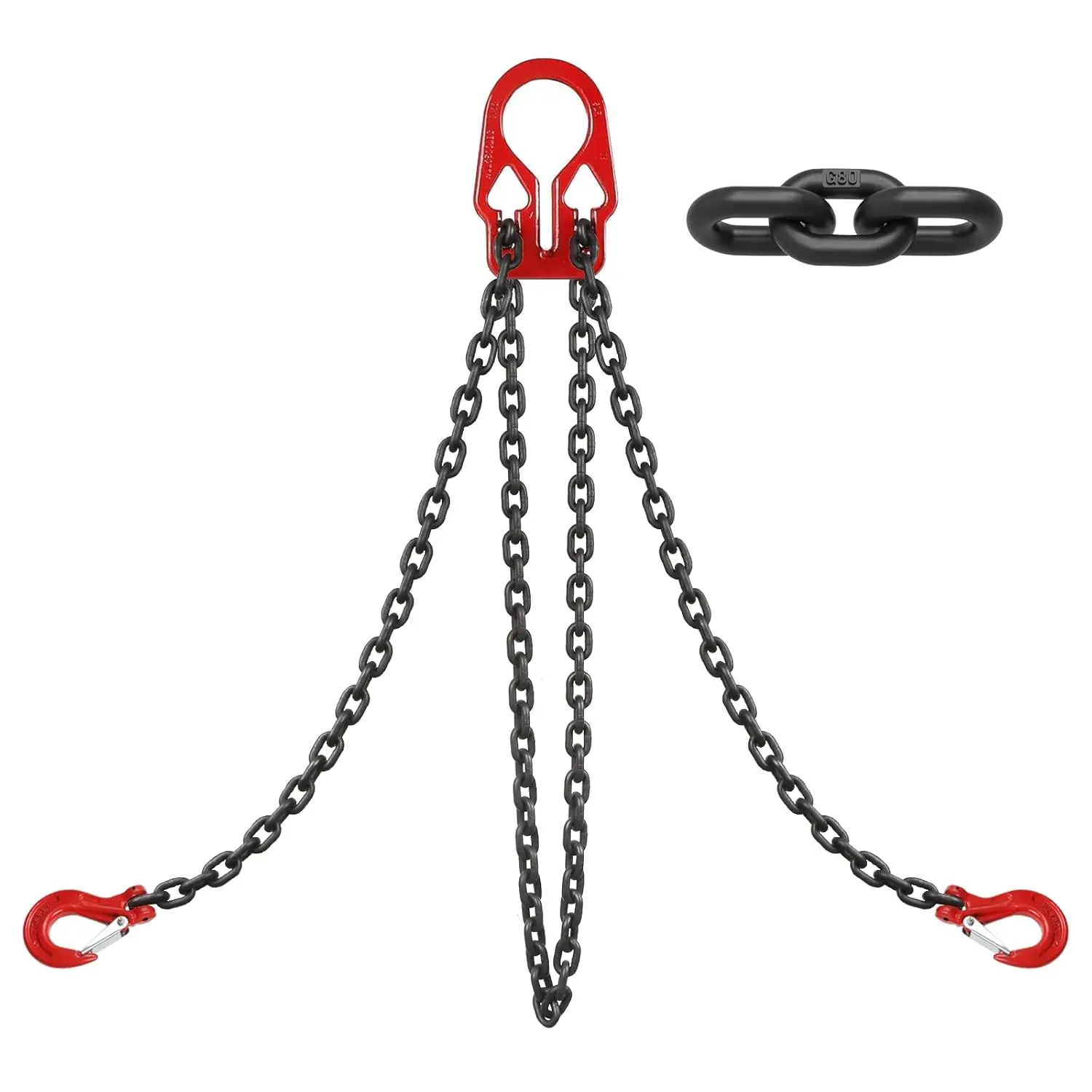 Heavy Duty Steel Dual-Leg Lifting Chains with Adjustable Hooks, 5/16 in x 10 ft, 7000lbs Max Load, Industrial Scientific Crane & Truck Towing Tool, Steel Chain