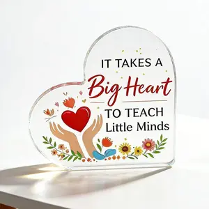 Teacher Appreciation Gifts End of Year, Acrylic Heart Shape Plaque for Women Men, Thank You Keepsake for Teacher Retirement, Classroom Appreciation Gift from Student Parent