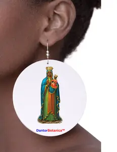ERZULIE  DANTOR veve Earrings wood earrings Teardrop Afro Drop Wood Dangle Earrings Women Africa Map Huggie Hoop Earring Jewelry Manbo Ougan Spiritual Religious vodou voodoo Haiti Ougan Manbo Erzulie Freda Erzulie Dantor Feray Badagri Legba Damballah