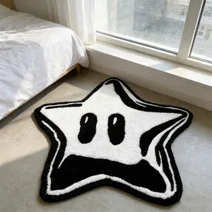 Cool Star Cartoon Plush Rug, Bedroom Bedside Odd Shape Plush Pad, Gaming Style Mat, Dorm/ Living Room Decor, Soft Fluffy Rug, Gift Idea