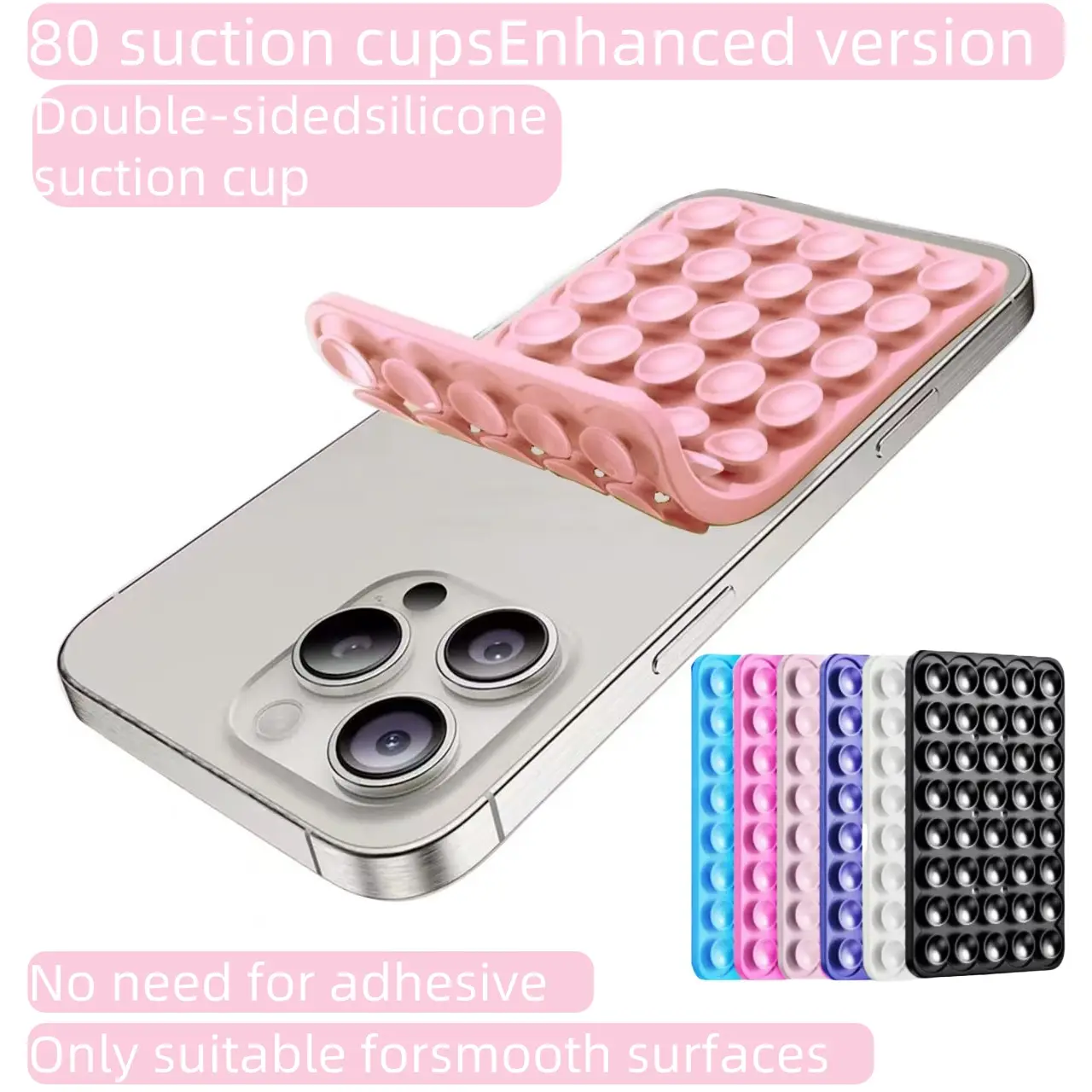 Silicone Suction Cup Phone Case Mount,1 Count Double Sided Phone Holder Mount, Hands-Free Strong Grip Holder for Selfies and Videos, Phone Accessories