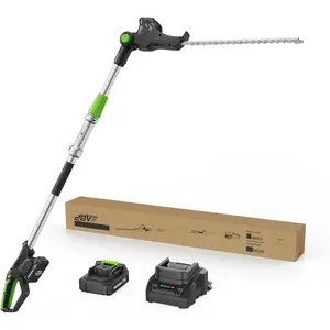 Pole Hedge Trimmer Cordless 20V with   20-Inch Electric Hedge Trimmers 15-FT Reach with Extension Pole Multiple Angles for Shrubs Pruning Bush Trimmer