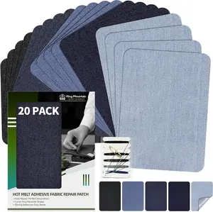 Iron-on Repair Patch 20 Pcs Pack,Denim Patches for Jeans Kit 3" by 4-1/4", 100% Cotton Denim Iron-on Repair Patch,Jeans and Clothing Repair and Decoration Kit (Five Color)