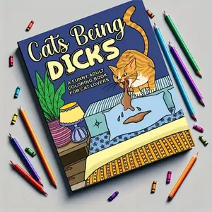 Humorous Cat Lovers Adult Coloring Gift Book with Funny Cat Illustrations, High-Quality Cover Art for Relaxation and Home Decor