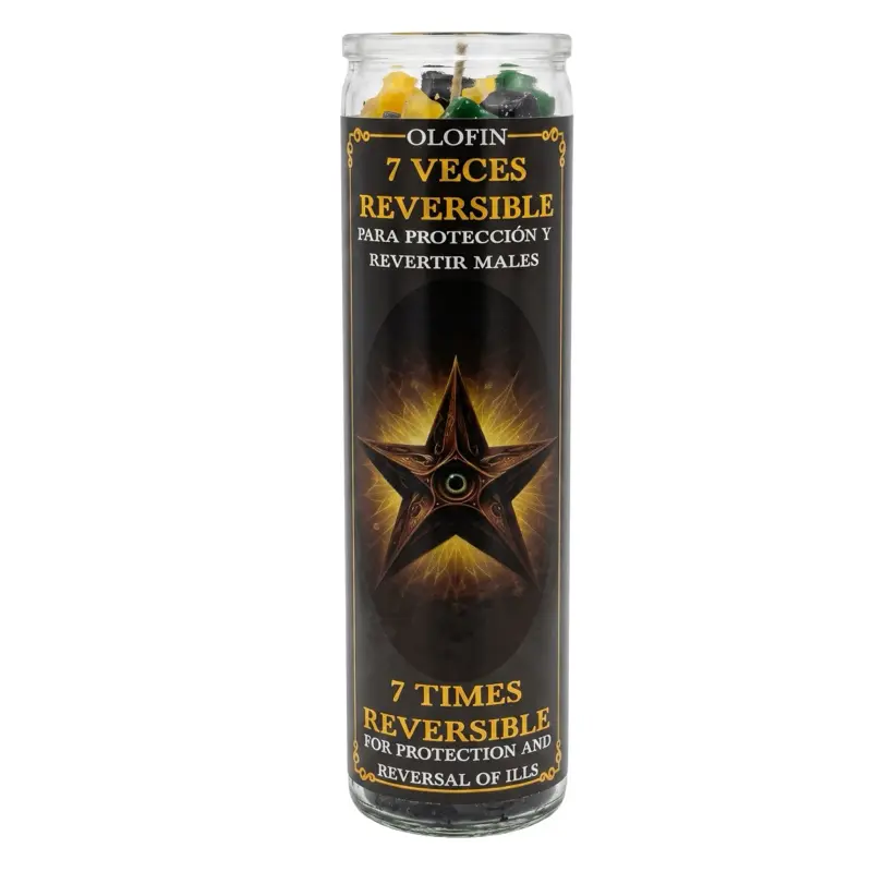 7 Veces Reversible (7 Times Revesible) Prepared Ritual Candle Perfumed Vela Preparada