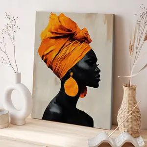 Wooden Framed Canvas Painting, 1 Count Modern Art African Woman Pattern Wall Art, Wall Decor for Home Living Room Bedroom Office, Ornaments