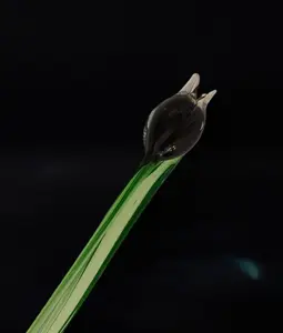 Black Glass Tulip, Handcrafted Glass Flower, Hand Made In Ukraine Using Murano Quality Glass, Great Gift For Flower Lovers, 6 Inches Tulip