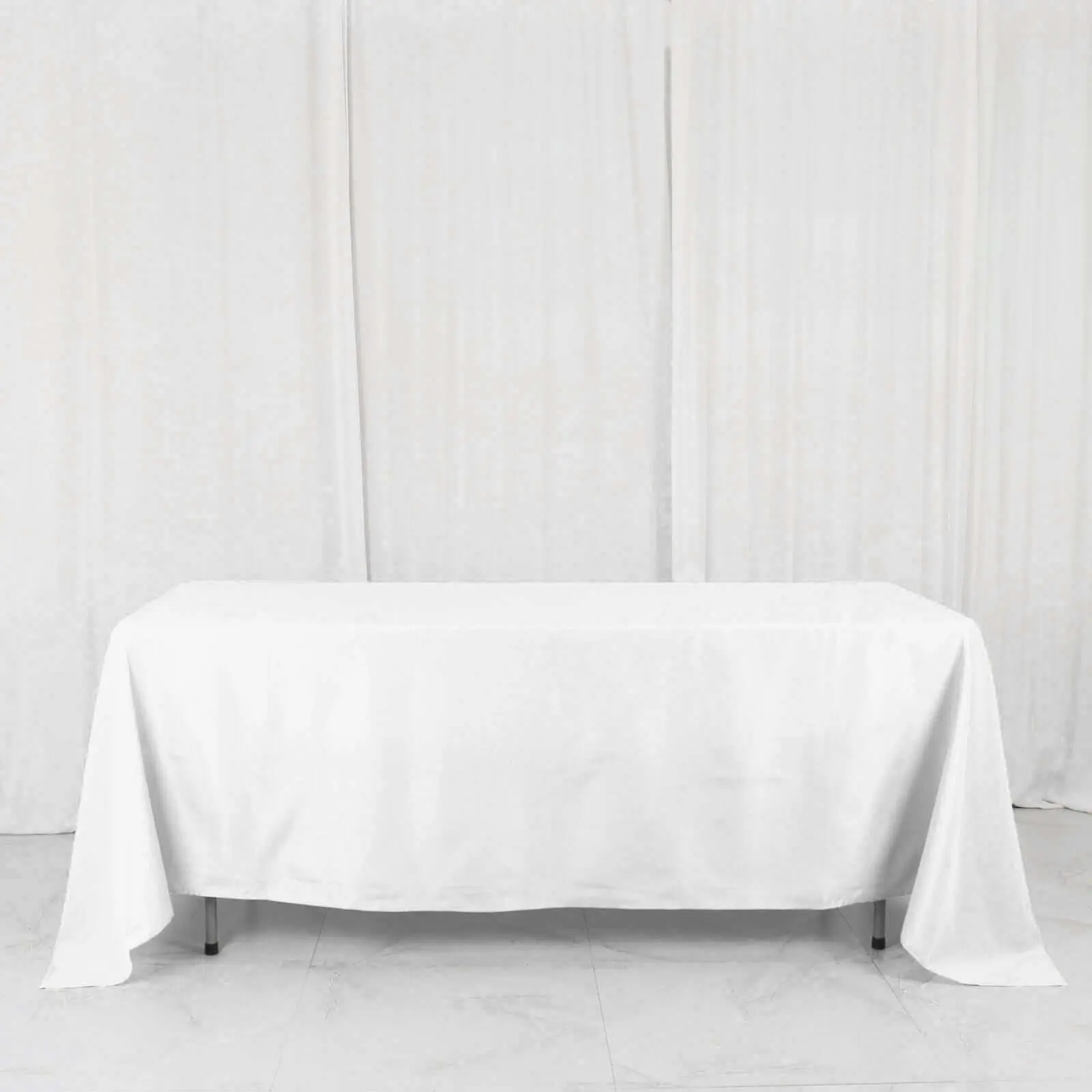 72"x120" White Polyester Rectangle Tablecloth - Wrinkle-Resistant, Reusable, Polished Table Cover for Weddings, Parties, Restaurants & Events, Ideal for Party Table Decor