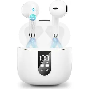 Wireless Earbuds, Bluetooth Headphones 5.4 with ENC Noise Cancelling Mics, 40H Bluetooth Ear buds Stereo Bass with Dual LED Display Charging Case, IP7 Waterproof Wireless Earphones for Android, iOS