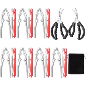 1Set Seafood Set with Crab Crackers, Lobster Shellers, Shellfish Forks & Scissors - Crackers Suitable for Crab, Lobster, Clams, Mussels, Oysters - Complete Seafood Cracking Kit