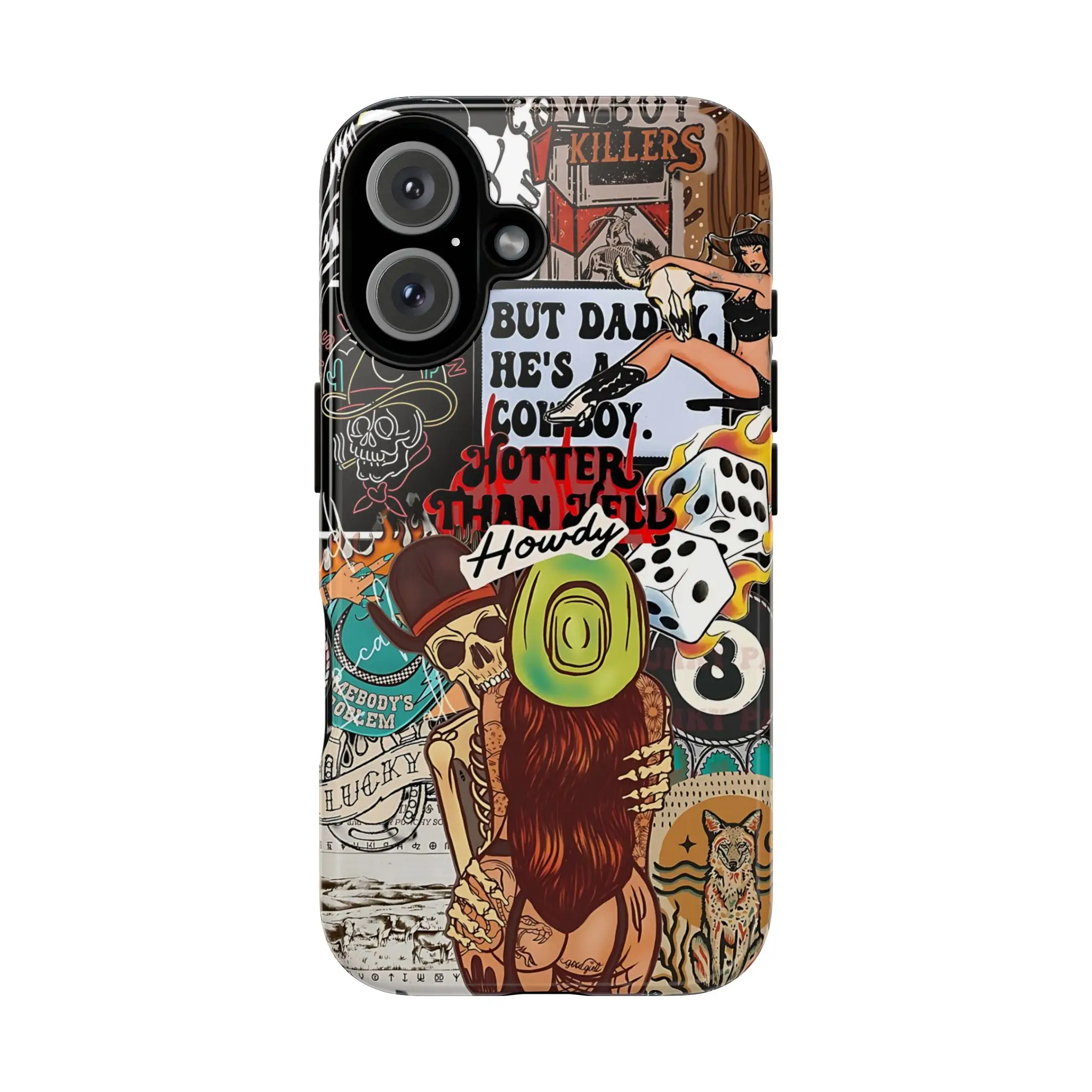 Trendy Treaty Oak Cowgirl Phone Case, Cool collage Style Cover for iPhone 16 Pro Max 15 14 13 12 11 X 8 7 case - ani10113