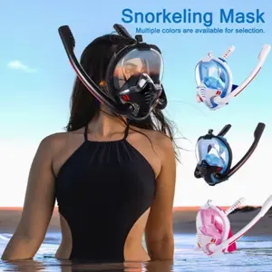 Full Face Dive Mask Set, Dry Breathing System Dual Tube Snorkel Mask, Adult Snorkeling Gear, Diving Gear, 180° Panoramic View, Anti-Fog Leakproof Design