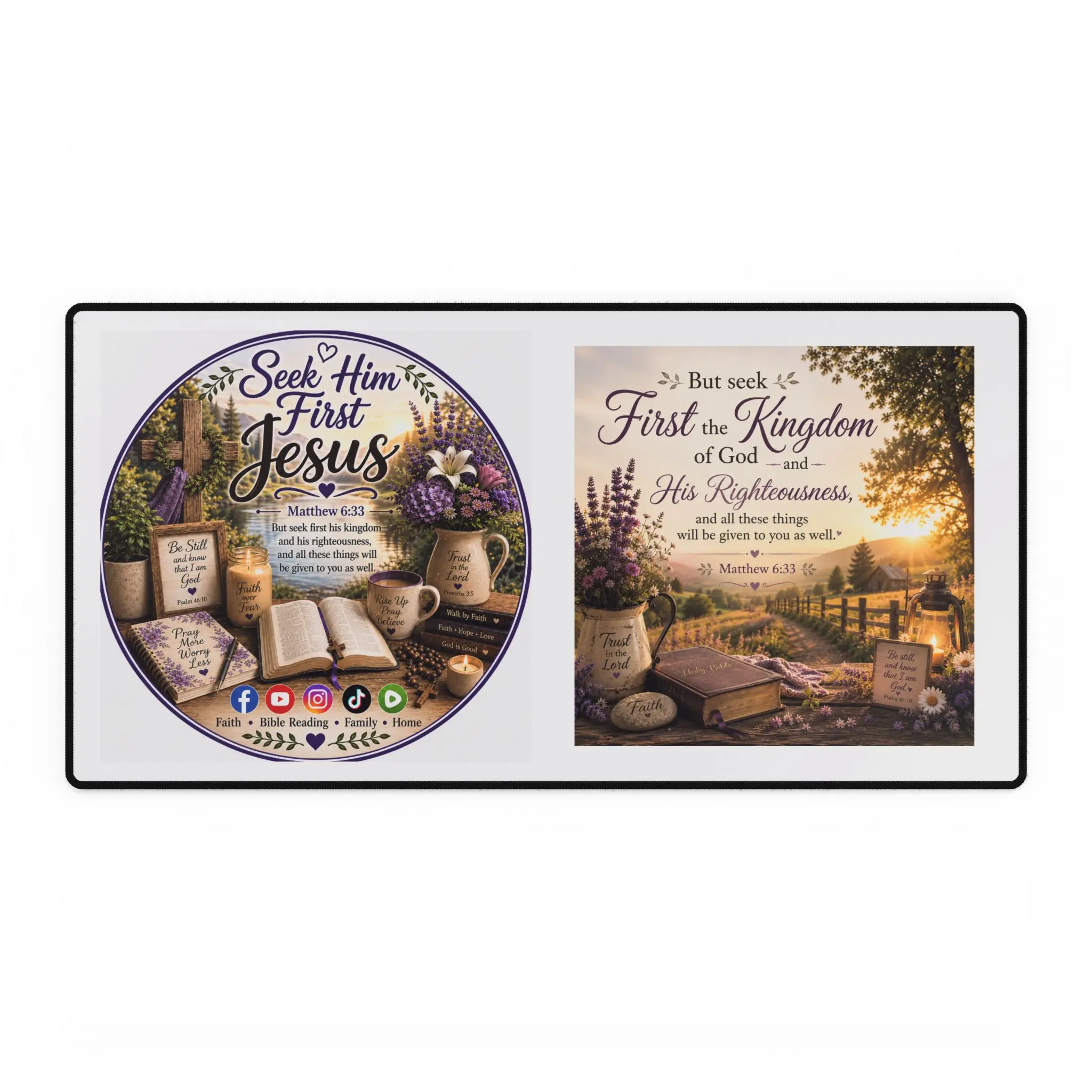 Seek Him First Jesus Desk Mat | Faith Scripture Desk Pad, Matthew 6:33
