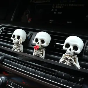 3-Piece Car Air Freshener Set, Heart Skull, Rose Skull, Fun Halloween Car Skeleton Decor, Unique Vehicle Accessories