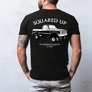 Vintage Vibe 2 Sides Squared Up 1986 Chevy Silverado Men's Cotton Tee Old School Chevy Tee Gift for Him Truck Shirt Classic Chevy Truck OL00095 Casual Menswear Streetwear Tshirt Tops Biker Trouser Jeans Dress Round Neck Shortsleeve Crewneck Tropical
