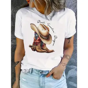 Women's Western-Style Denim Boots & Hat Print T-Shirt | “Best Season” Graphic Tee | 100% Cotton