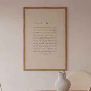 Psalm 23 Beige Poster, Minimal Bible Verse Prints , Christian Home Wall Decor, Typography Scripture Faith Wall Art