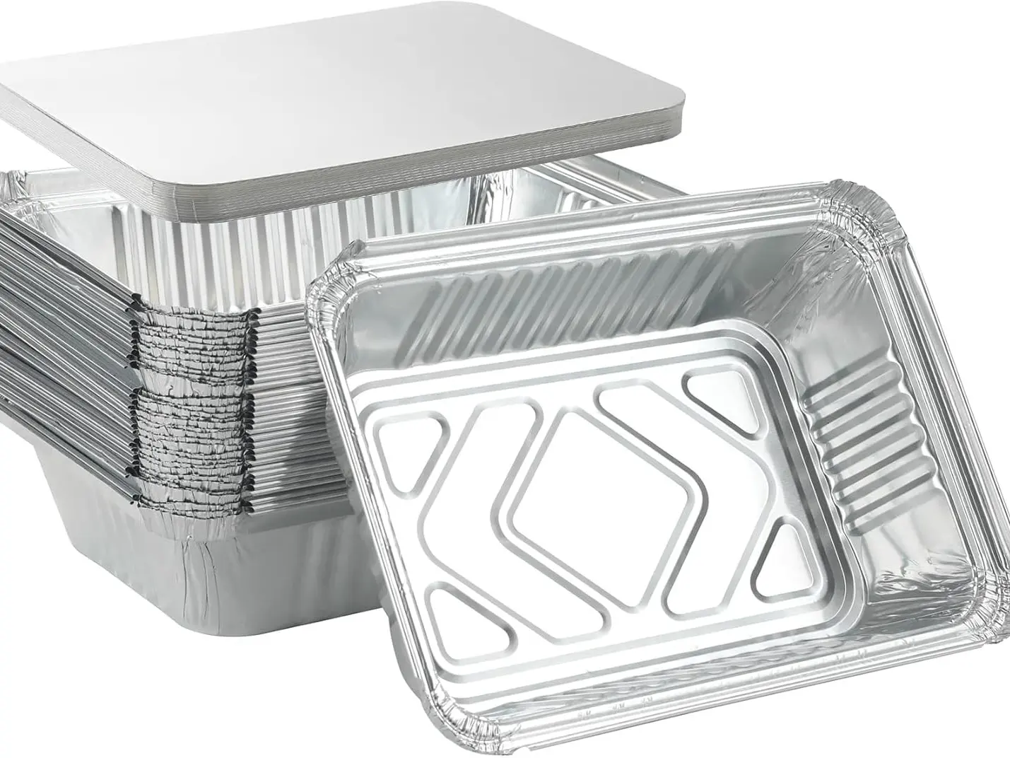 25Pack Disposable Aluminum Foil Pans with Lids, Heavy Duty Bread Tins 2.25LB - Capacity 8.5x6.3” Takeout Pans, Tin Foil for Reheating, Baking