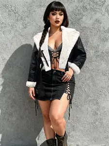 Faux Leather Shearling Jacket - Winter Warm Aviator Coat with Fur Collar