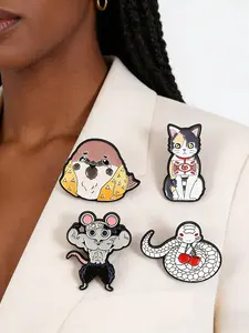 Fantasy Battle Anime Collectible Enamel Pin Cute Anime Muscular Rat Sparrow White Snake Cat Brooch Bag Lapel Badge Jewelry Gifts